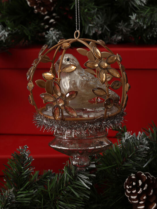 Елочная подвеска птица в цветочной клетке, 13 см Goodwill | Фото 2