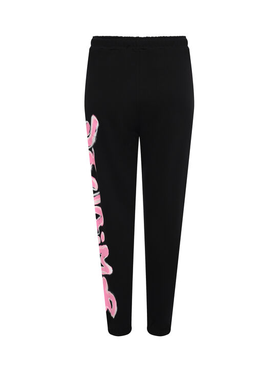 Спортивные брюки с розовым лого, черные Disclaimer | Фото 2