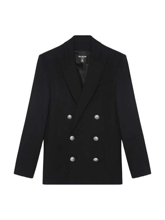 Пиджак двубортный удлинённый, черный Balmain | Фото 1