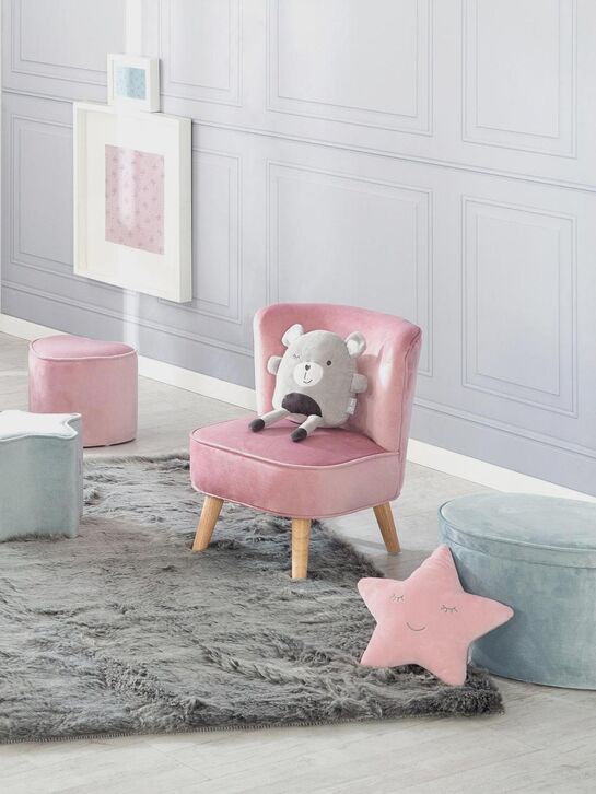 Детский велюровый овальный пуфик Lil Sofa, голубой Roba | Фото 8