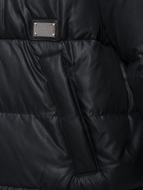 Пальто-пуховик с белым лого, черное Dolce&Gabbana | Фото 3
