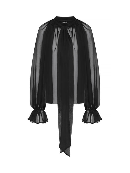Блуза прозрачная, черная Flashin | Фото 1