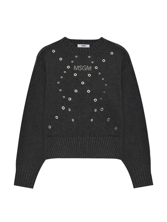Джемпер с люверсами, серый MSGM | Фото 1