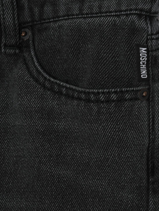 Джинсы с резинкой на поясе, серые Moschino | Фото 3