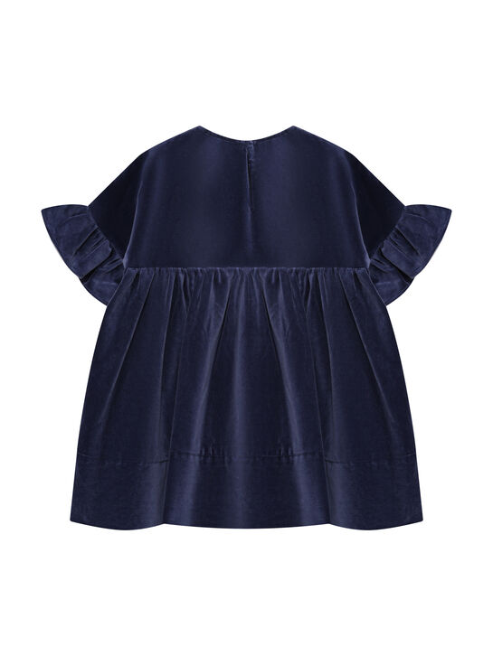 Платье велюровое с вышивкой лебедей, синие Stella McCartney | Фото 2