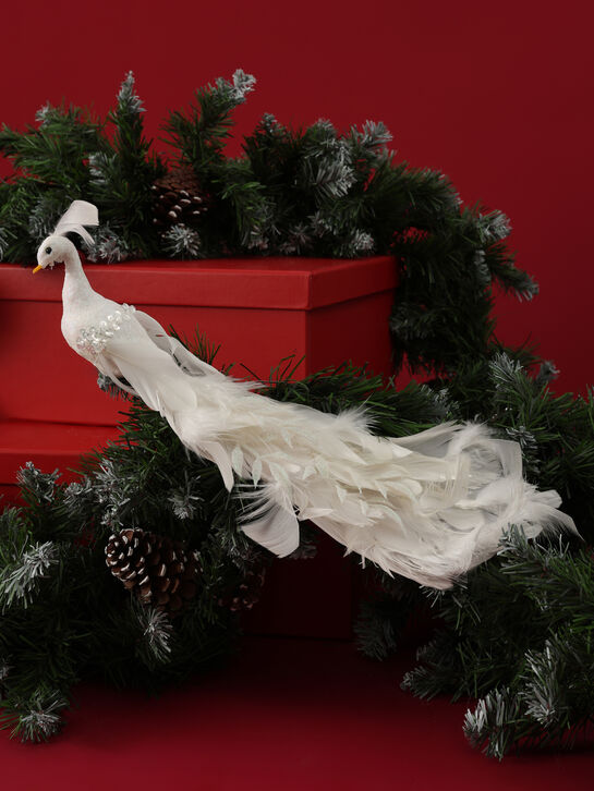 Декоративный белый Павлин с длинным хвостом, 41 см Goodwill | Фото 2