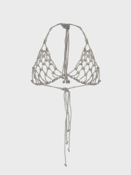 Плетеный топ, серебристый ALINE | Фото 1