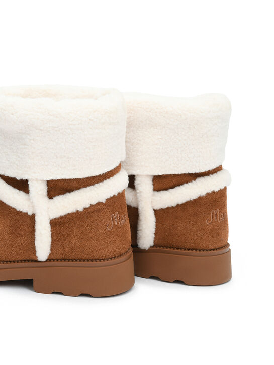 Ботинки с отделкой эко-мехом, коричневые Monnalisa | Фото 5