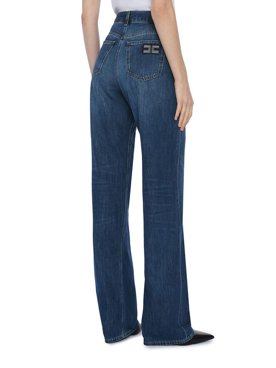 Джинсы прямые, синие Elisabetta Franchi | Фото 5