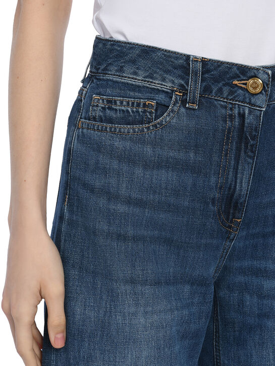 Джинсы прямые, синие Elisabetta Franchi | Фото 4