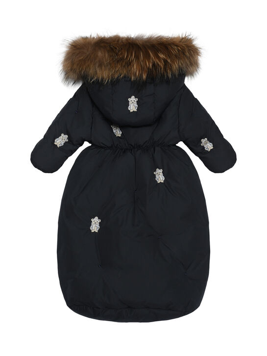 Конверт с отделкой мехом енота, темно-синий Manudieci | Фото 2