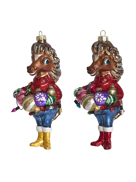 Подвеска Holiday Classics Лошадь &quot;Праздник к нам приходит&quot; ассортимент из 2-х (стекло) 7х5,5х15,5  | Фото 1