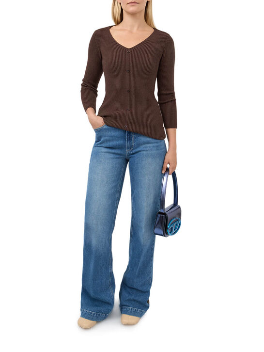 Джемпер BELLA в рубчик на пуговицах, темно-коричневый Pietro Brunelli | Фото 2