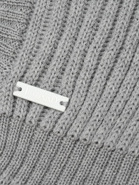 Шапка-шлем из шерсти, серая Il Trenino | Фото 3