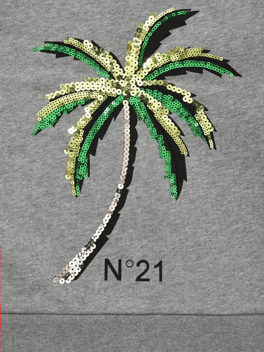 Куртка спортивная с пальмой из пайеток, серая N21 | Фото 3