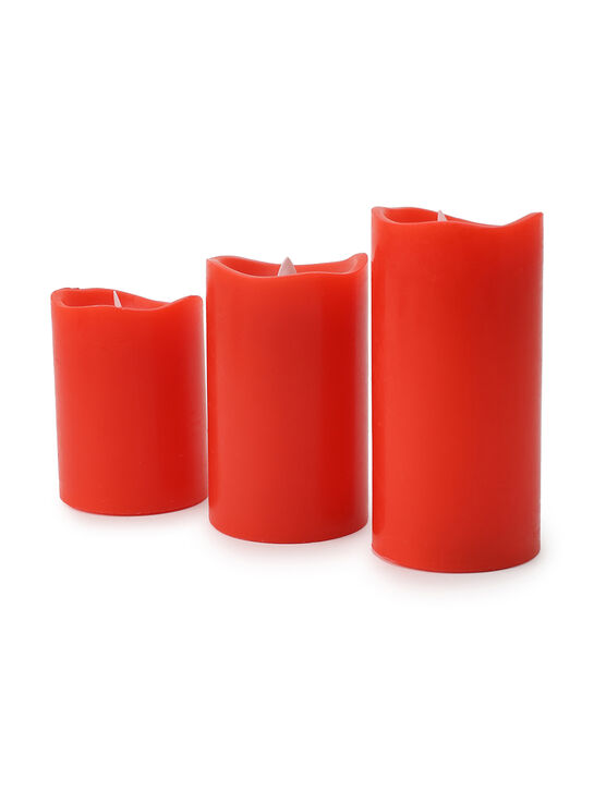 Набор красных восковых свечей из 3-х штук, 10, 12, 15 см Timstor | Фото 1