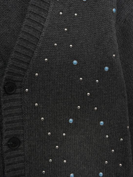 Кардиган со стразами, серый MSGM | Фото 3