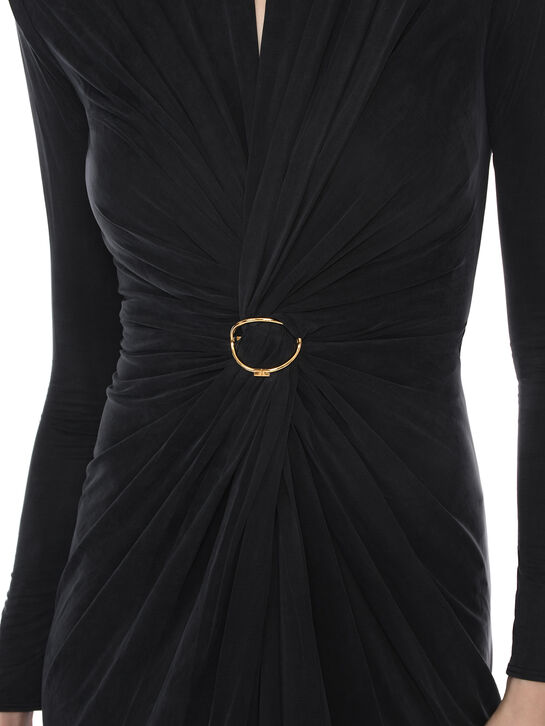 Платье с драпировкой, черное Elisabetta Franchi | Фото 6