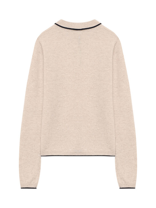 Джемпер-поло кашемировый, бежевый Oscar et Valentine | Фото 2