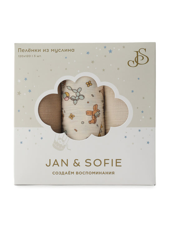 Комплект пеленок из муслина 3 шт, 120х120 см Jan&Sofie | Фото 12