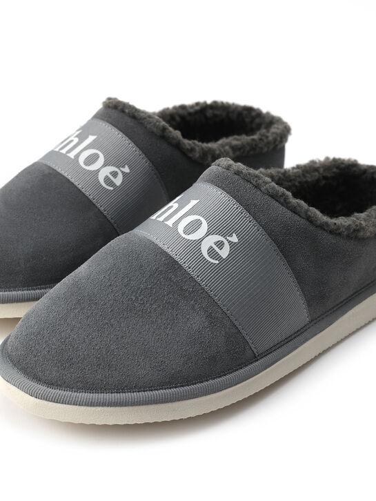 Тапочки с эко-мехом, серые Chloe | Фото 5