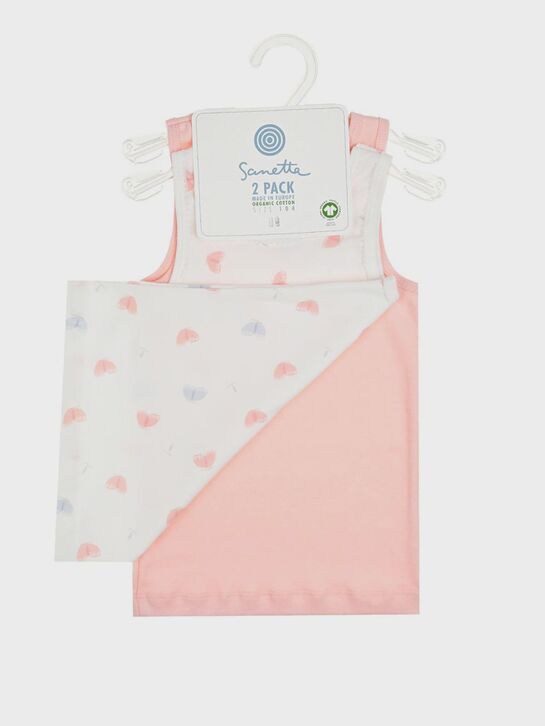 Комплект маек с принтом разноцветных бабочек + однотонная, 2шт Sanetta | Фото 2