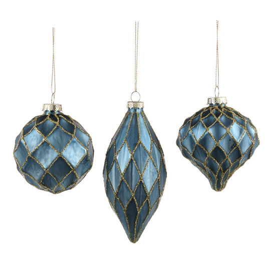 Шар с рельефным узором 3D, 8 см, синий и золотистый, 3 вида Goodwill | Фото 1