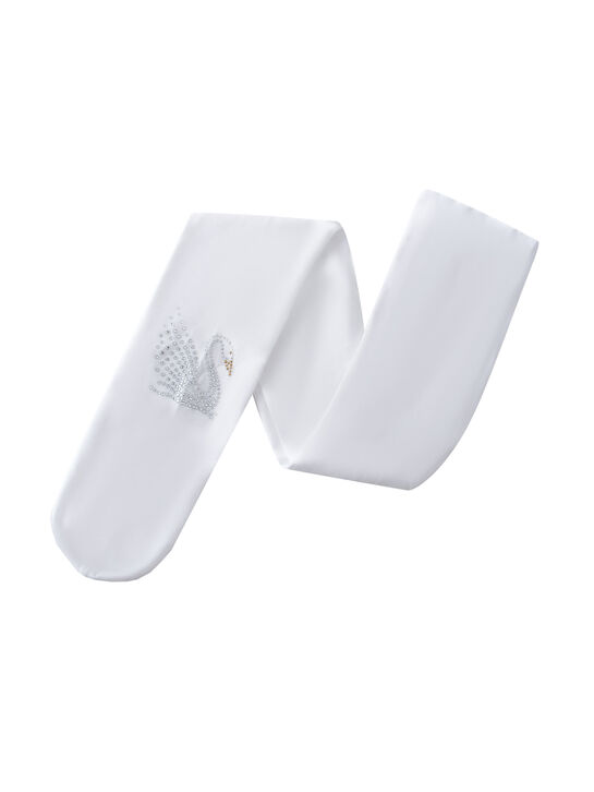 Колготки со стразами, белые Story Loris | Фото 1