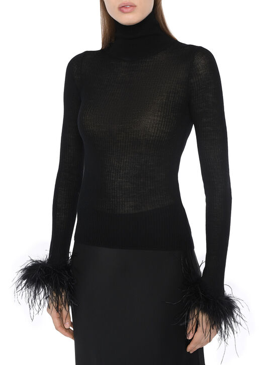 Водолазка с перьями на рукавах Blumarine | Фото 4