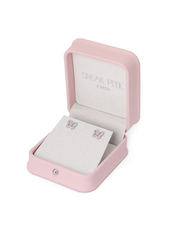 Серьги пусеты Бабочка с розовым камнем Sneak Peek | Фото 3