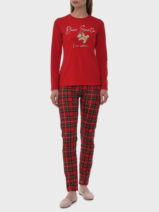 Пижама с брюками в клетку, красная Eirene | Фото 2