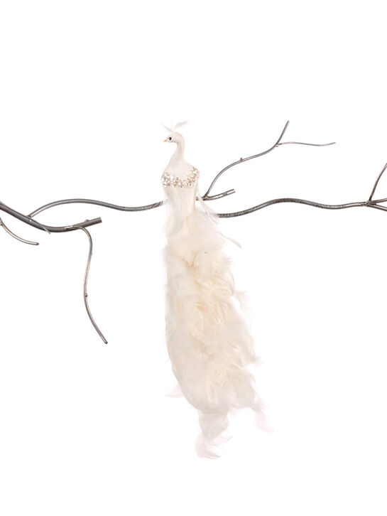 Декоративный белый Павлин с длинным хвостом, 41 см Goodwill | Фото 1