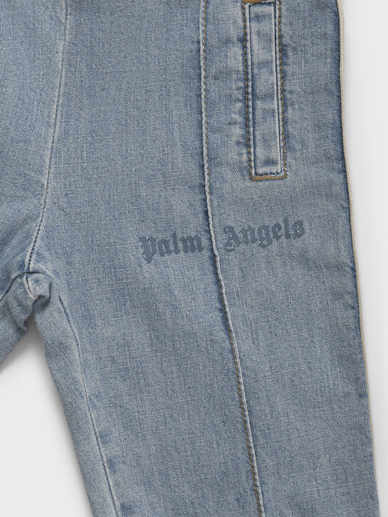 Джинсы с поясом на резинке, голубые Palm Angels | Фото 3