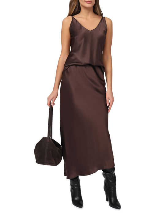 Юбка из шелка, коричневая Dorothee Schumacher | Фото 2