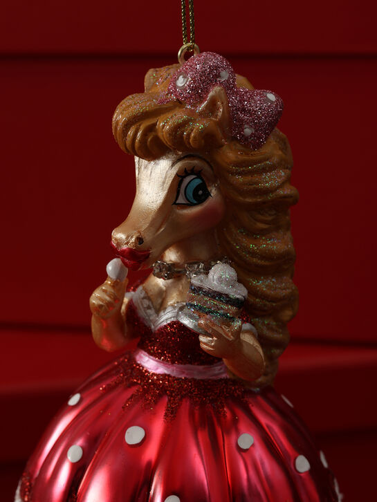 Подвеска Лошадь &quot;Леди в красном с пирожным&quot; (стекло) 7х7х14 см Holiday Classics | Фото 4