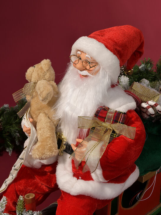 Новогодний сувенир Санта с подарками на поезде, LED, 60x35x62 см Timstor | Фото 6