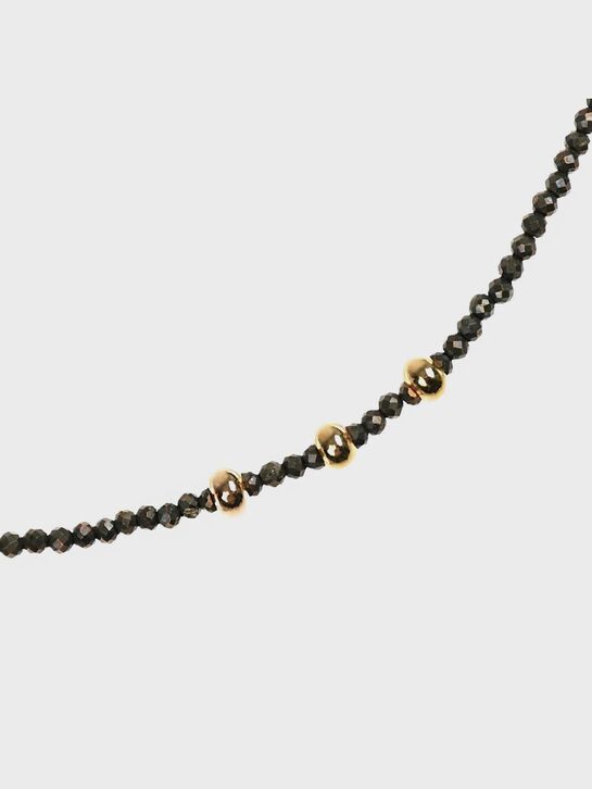 Чокер из камня пирит с бусинами из латуни I Love Cameo | Фото 2