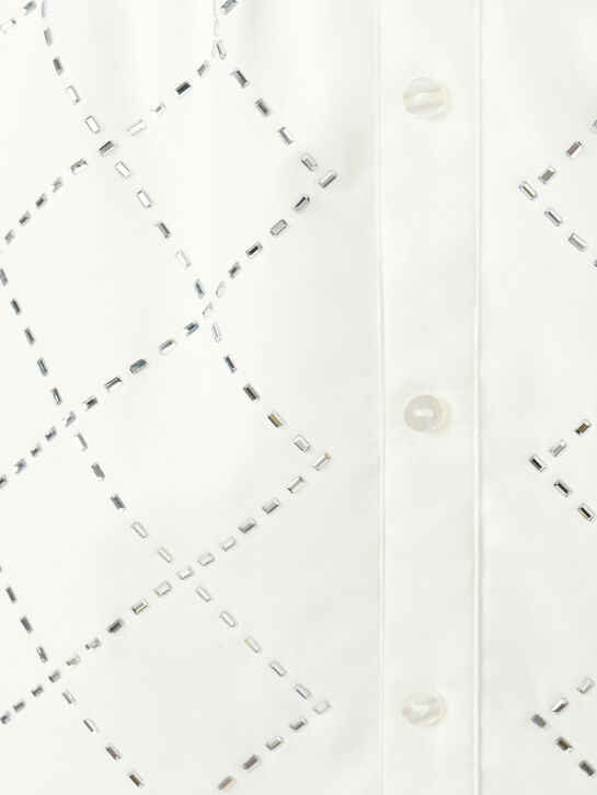 Юбка на пуговицах в стразах, белая Patrizia Pepe | Фото 4