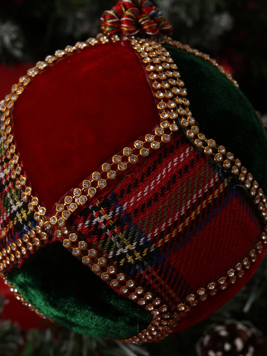 Елочный красный шар с зелеными вставками, 12 см Goodwill | Фото 4