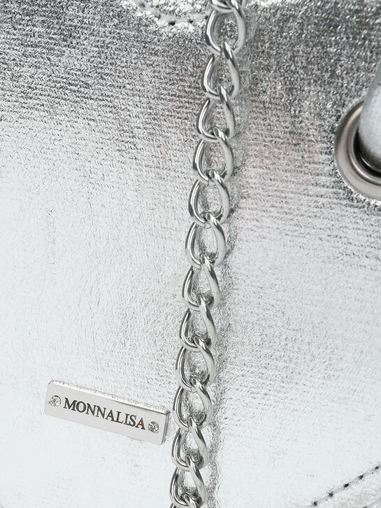 Сумка в форме сердца, серебристая Monnalisa | Фото 4