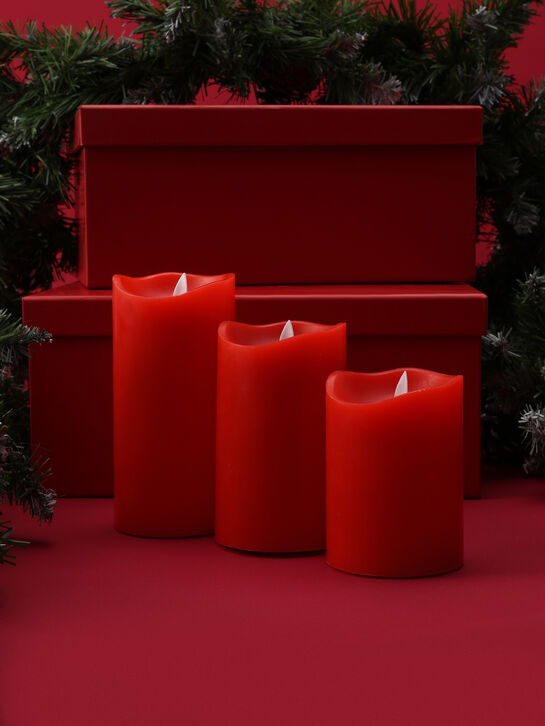 Набор красных восковых свечей из 3-х штук, 10, 12, 15 см Timstor | Фото 2