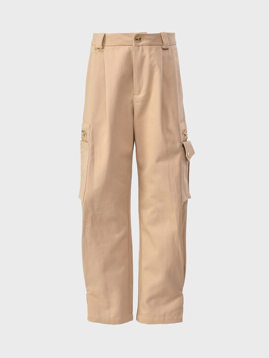 Брюки с карманами-карго, бежевые Chloe | Фото 1