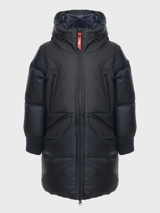 Синее пуховое пальто с очками на капюшоне AI RIDERS ON THE STORM | Фото 3