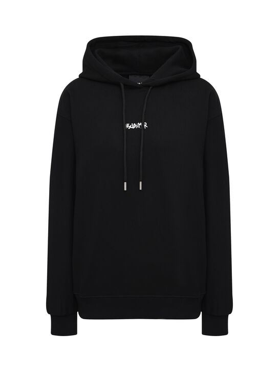 Толстовка-худи с розовым лого, черная Disclaimer | Фото 1