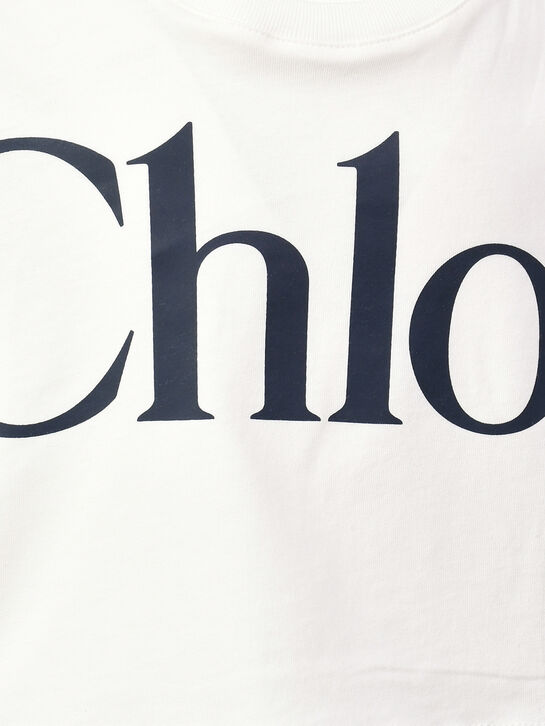 Укороченная футболка с лого, белая Chloe | Фото 3