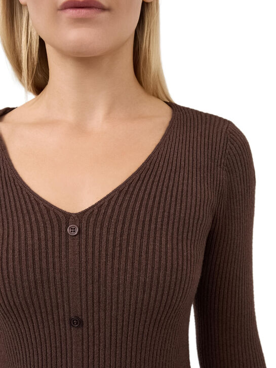 Джемпер BELLA в рубчик на пуговицах, темно-коричневый Pietro Brunelli | Фото 4