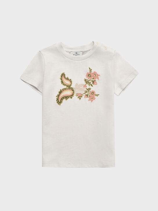 Футболка с цветочной вышивкой и лого на груди Etro | Фото 1