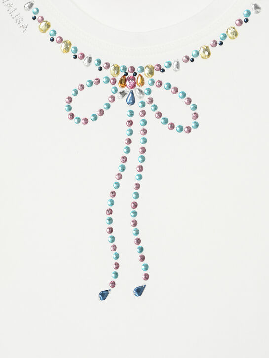 Футболка с бантом из страз Monnalisa | Фото 3