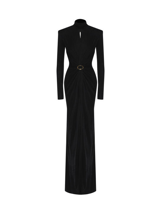 Платье с драпировкой, черное Elisabetta Franchi | Фото 1