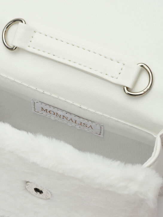 Сумка из эко-меха с цветочной аппликацией Monnalisa | Фото 4